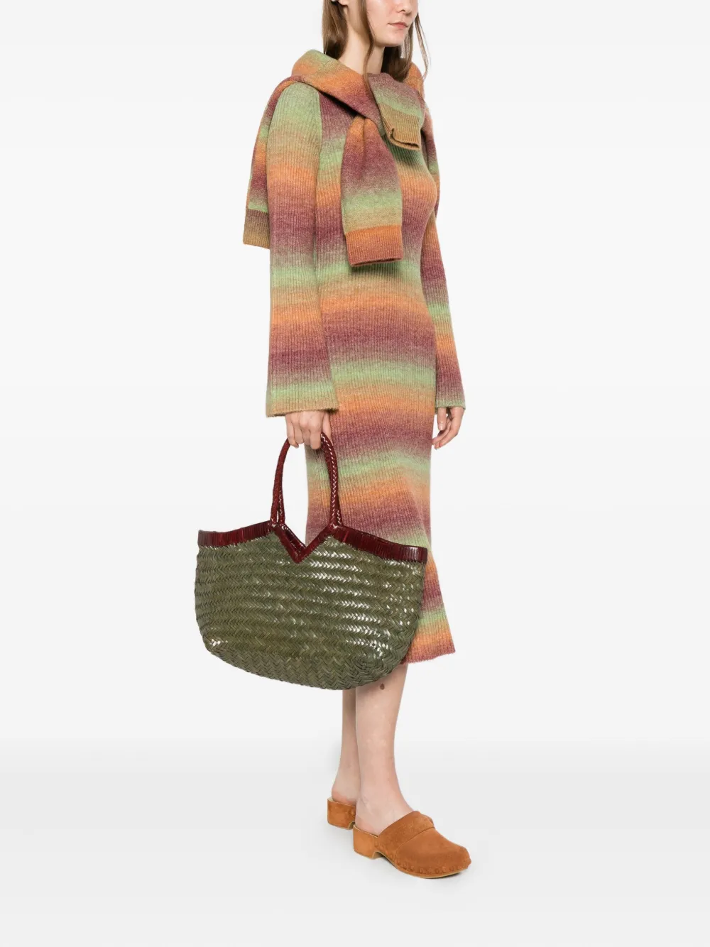 VIPERA Schoudertas met gevlochten handvat - Groen