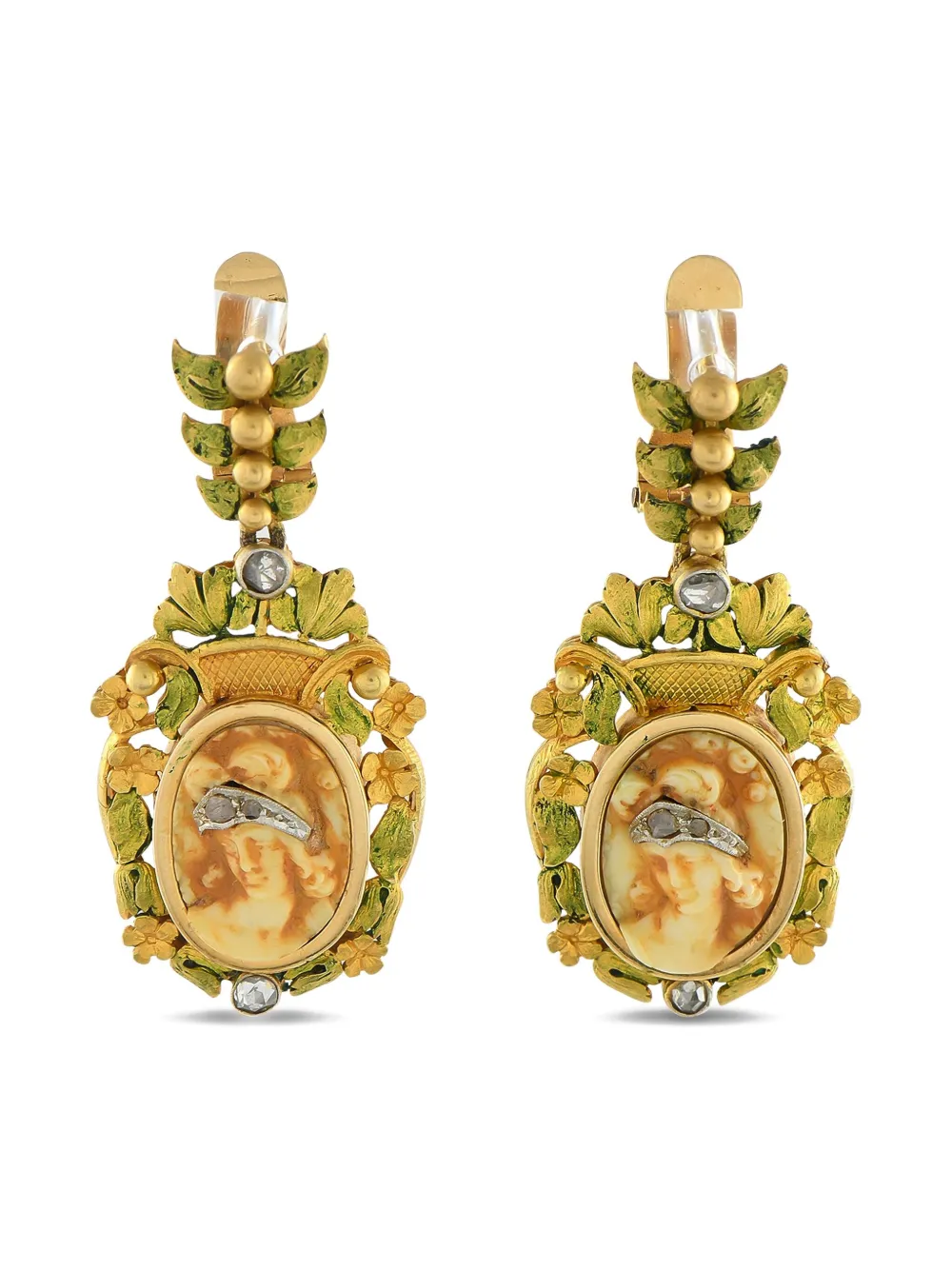 LB Exclusive 18K yellow gold diamond Cameo earrings - ゴールドトーン LB Exclusive 18K yellow gold diamond Cameo earrings - ゴールドトーン