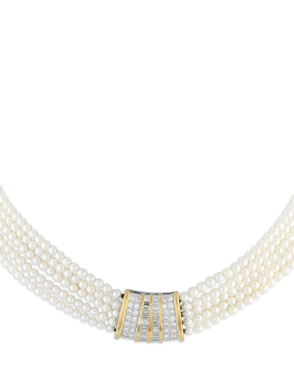 LB Exclusive 18K yellow gold diamond and pearl necklace and bracelet set | Image 2