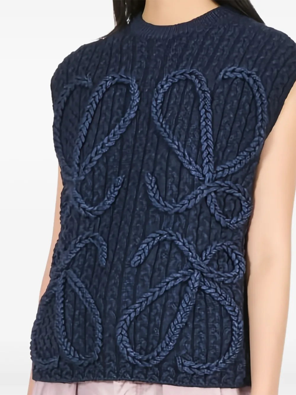 LOEWE Kabelgebreide top Blauw