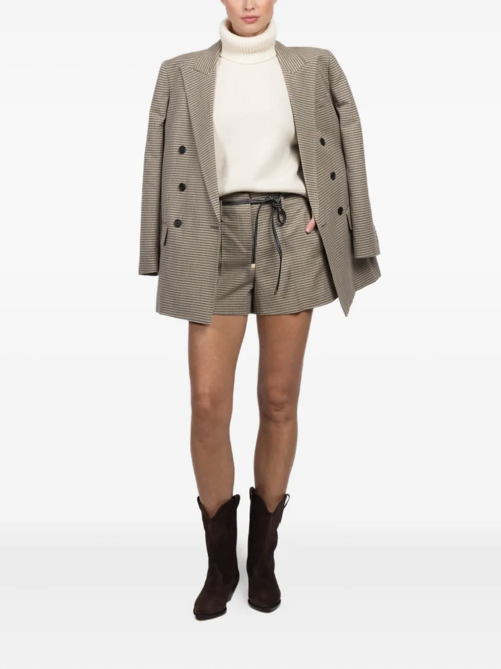Kulson Urban shorts met geruite ceintuur - Bruin