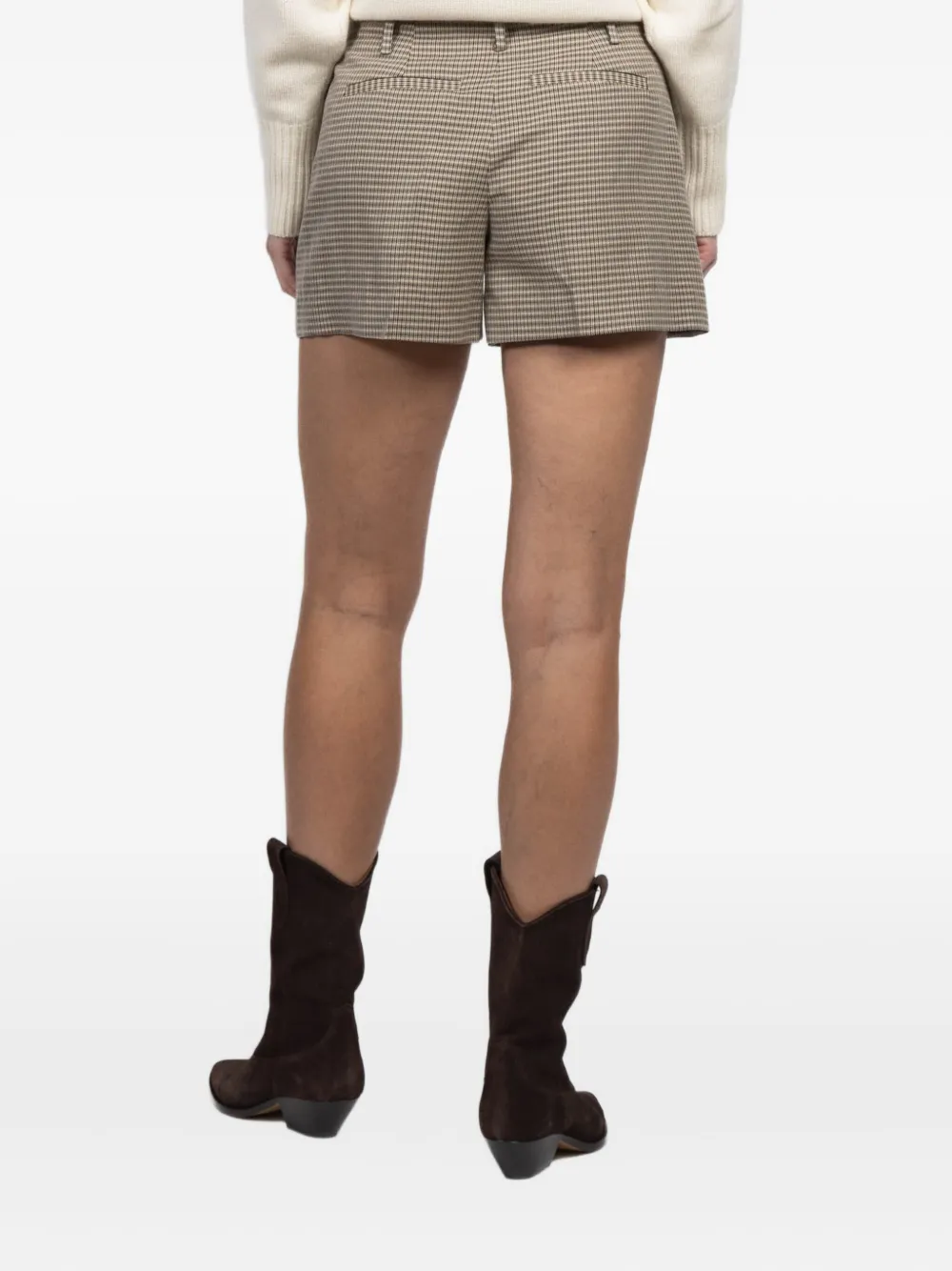 Kulson Urban Checked-belt Shorts In Brown