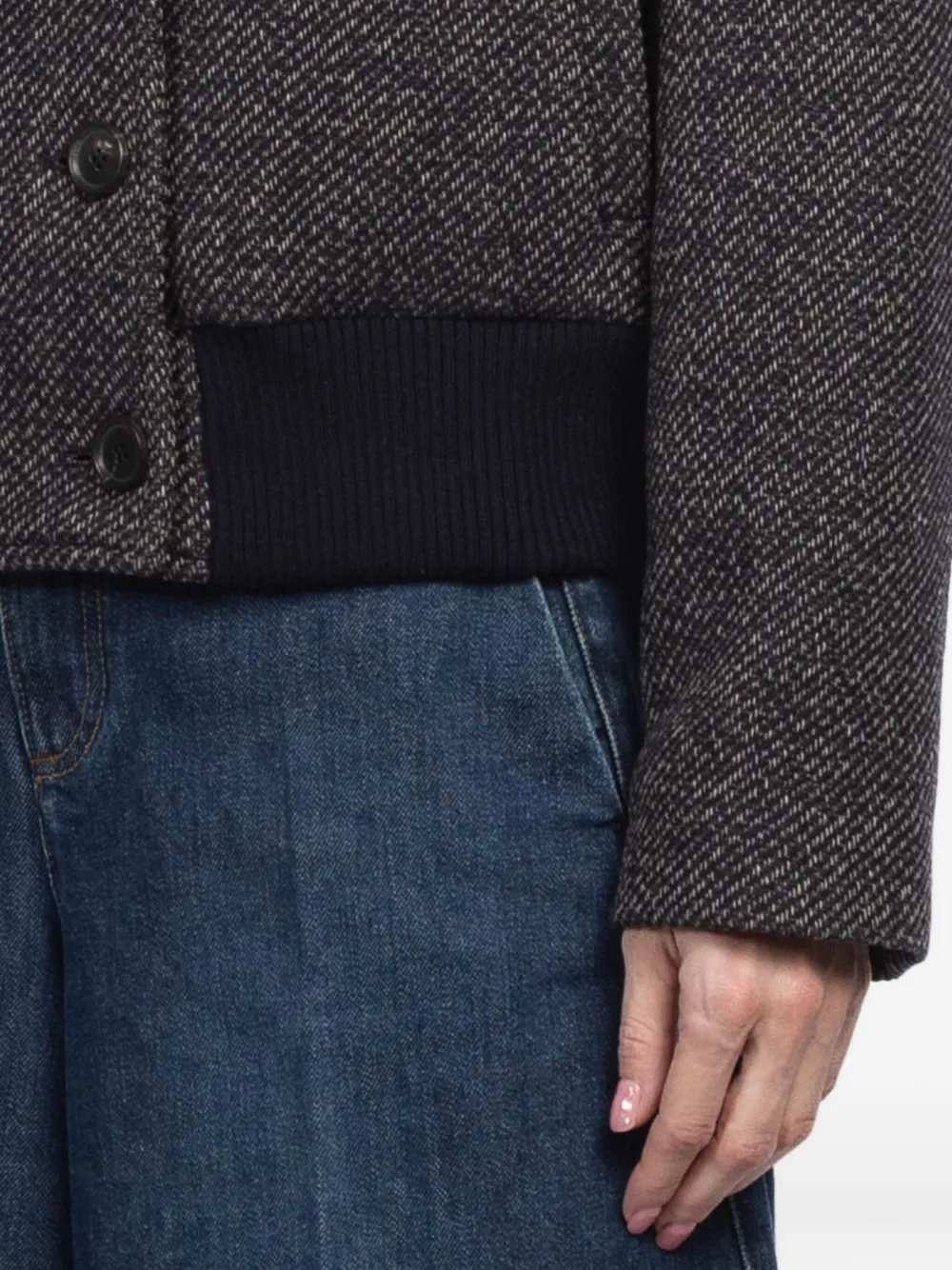 Kulson Bedford Buttoned-herringbone Jacket In Black