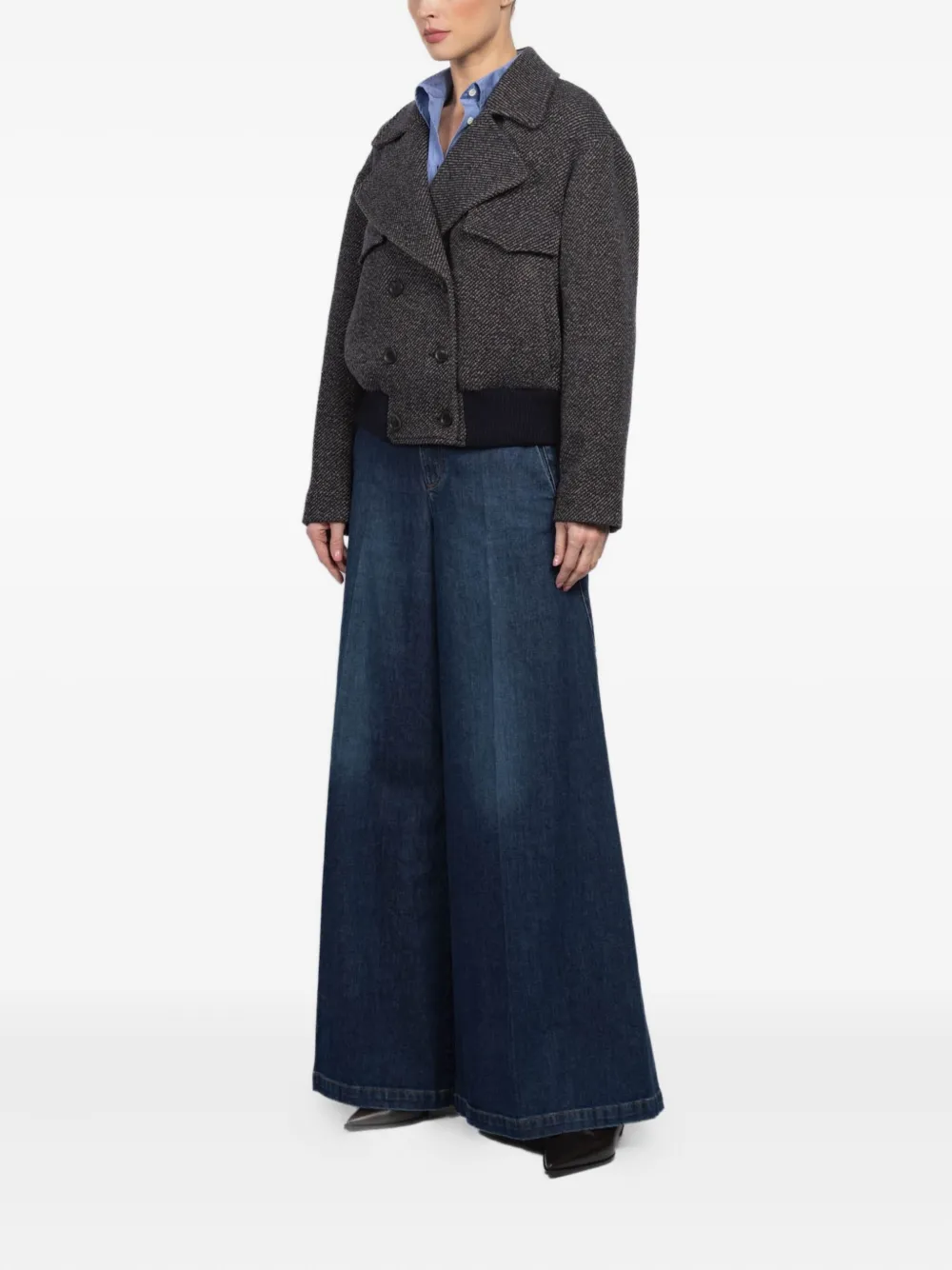 Kulson Bedford Buttoned-herringbone Jacket In Black