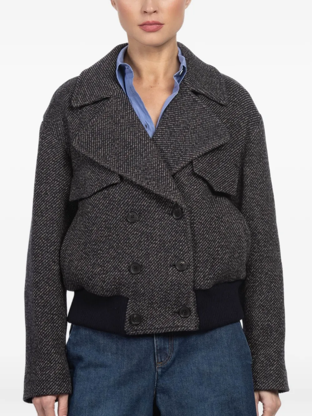 Kulson Bedford Buttoned-herringbone Jacket In Black