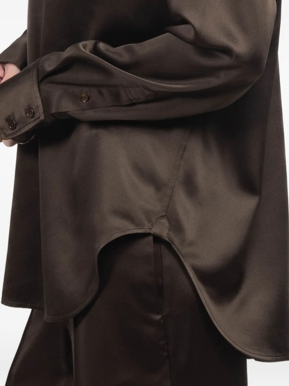 Kulson Emory Buttoned Long-sleeve Top In Brown