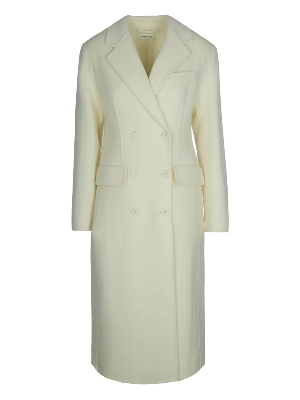 P.a.r.o.s.h Butter Double-breasted Coat In White