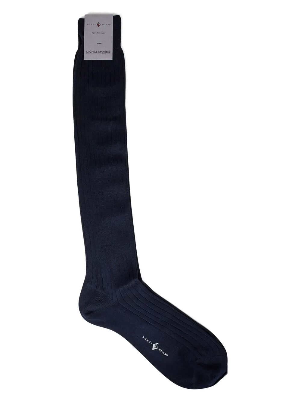 Sozzi Milano X Michele Franzese Ribbed Jacquard-logo Socks In Blue
