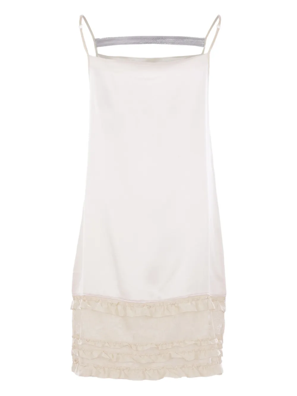 Niccolò Pasqualetti floral-lace hem slip mini dress - Beige