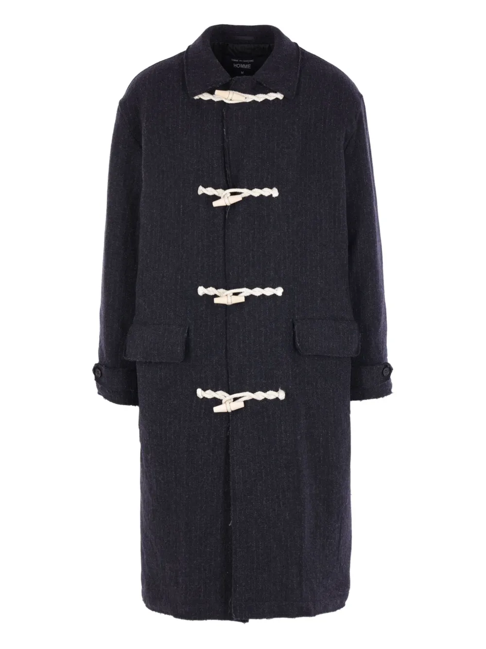 Comme Des Garçons Homme Deux Pinstripe Toggle Coat In Blue