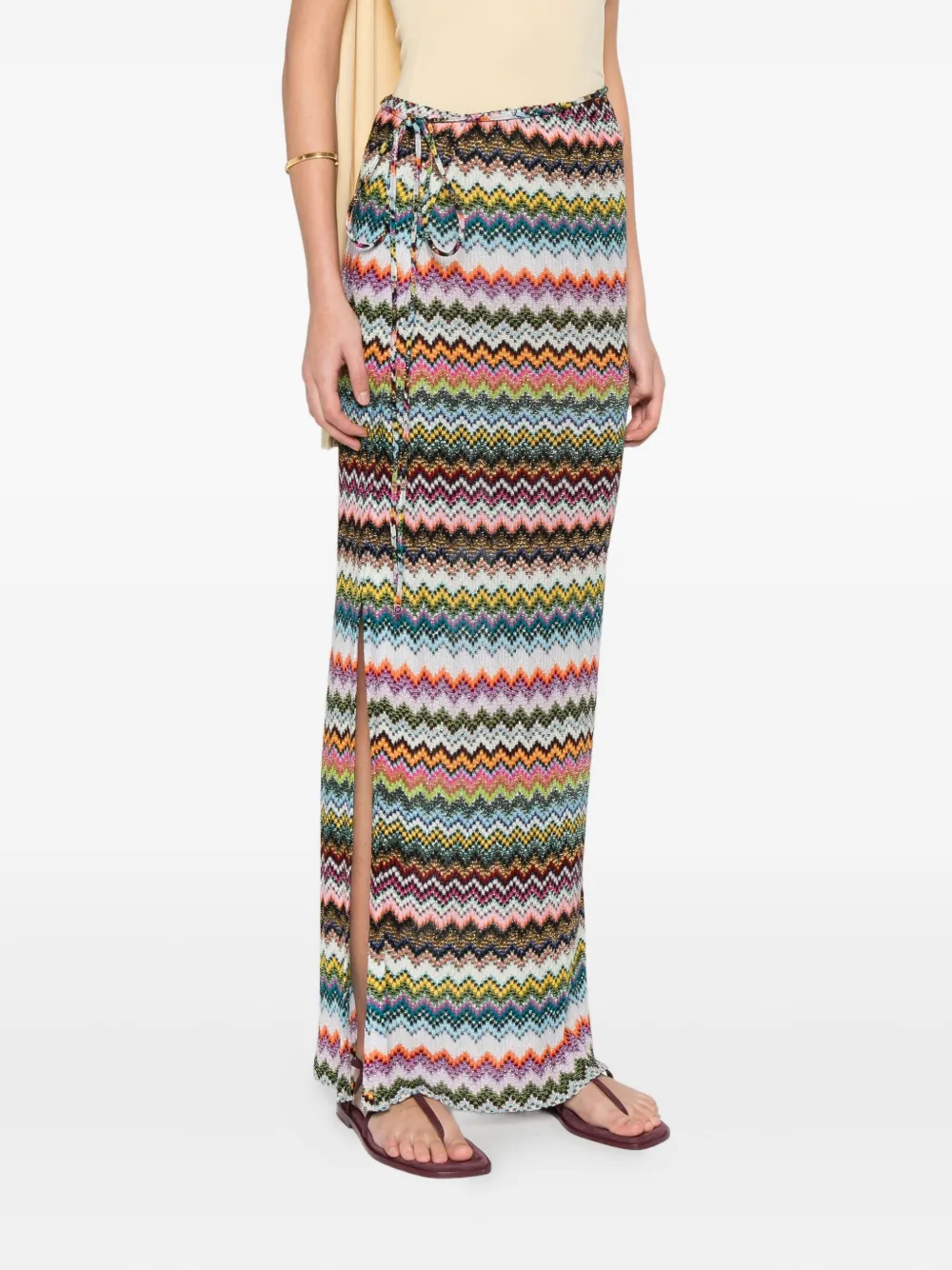 Missoni Waist Strap Chevron Skirt In Blue