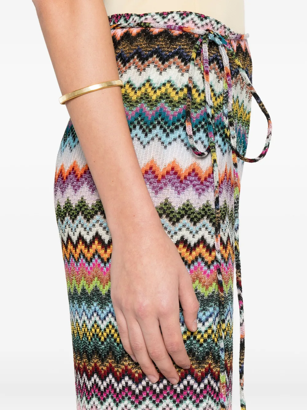 Missoni Waist Strap Chevron Skirt In Blue
