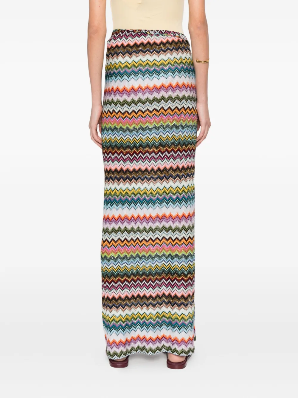 Missoni Waist Strap Chevron Skirt In Blue