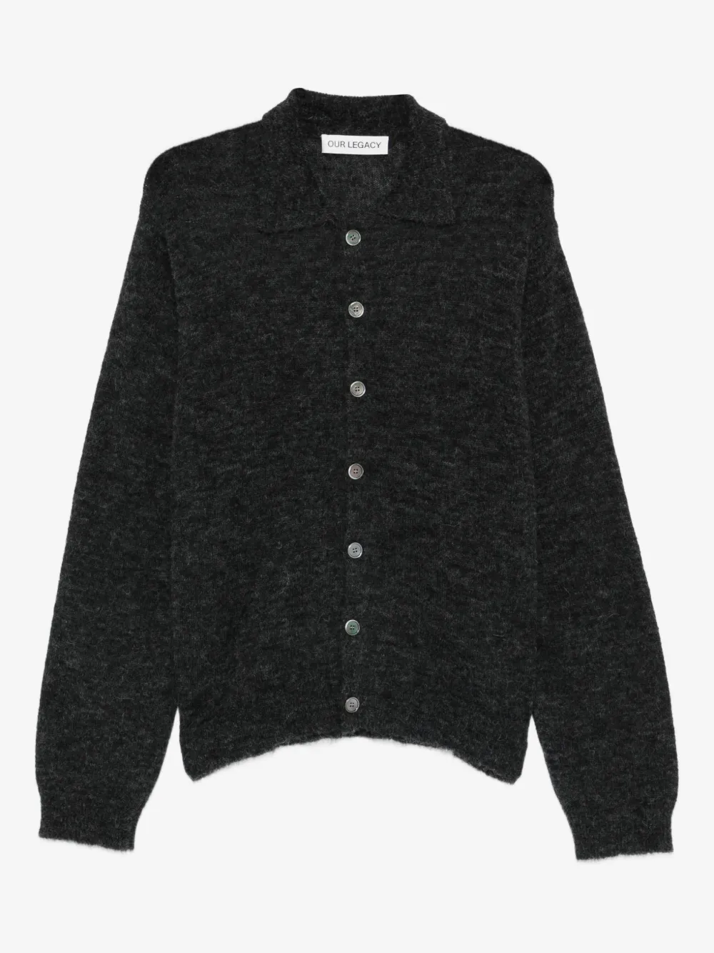 OUR LEGACY Evening Polo brushed-knit cardigan | Grey | Image 1