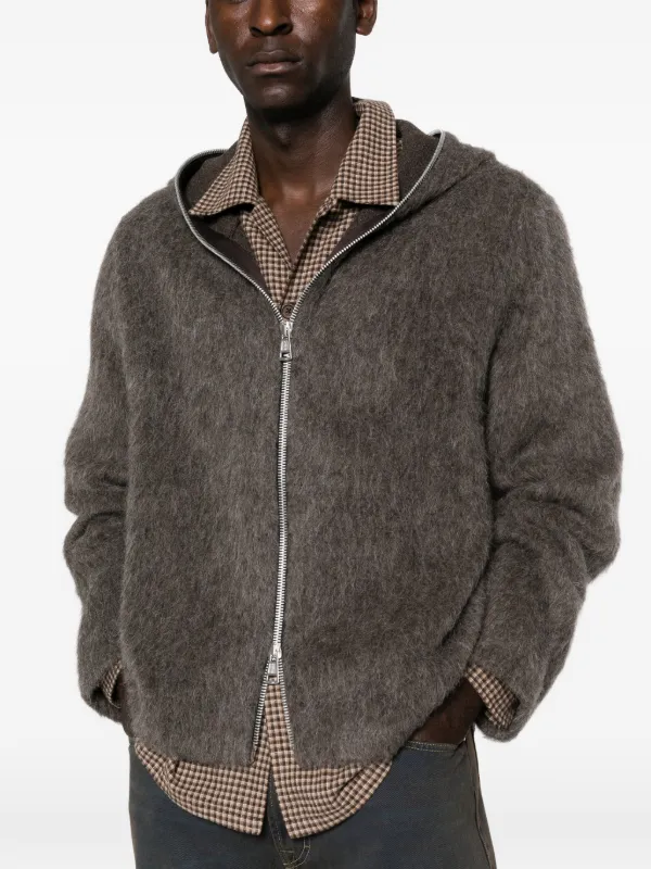OUR LEGACY hairy-texture zip-up Hoodie | Grey | FARFETCH GE