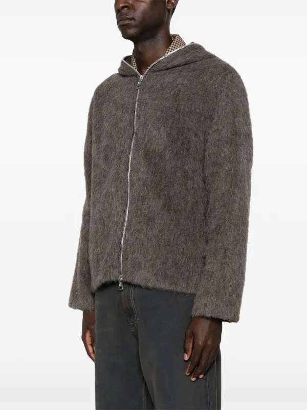 OUR LEGACY hairy-texture zip-up Hoodie | Grey | FARFETCH GE