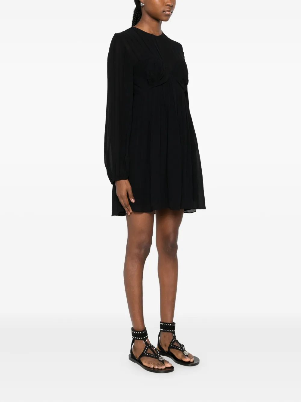 Farm Rio Pleated Midi Dress In Black