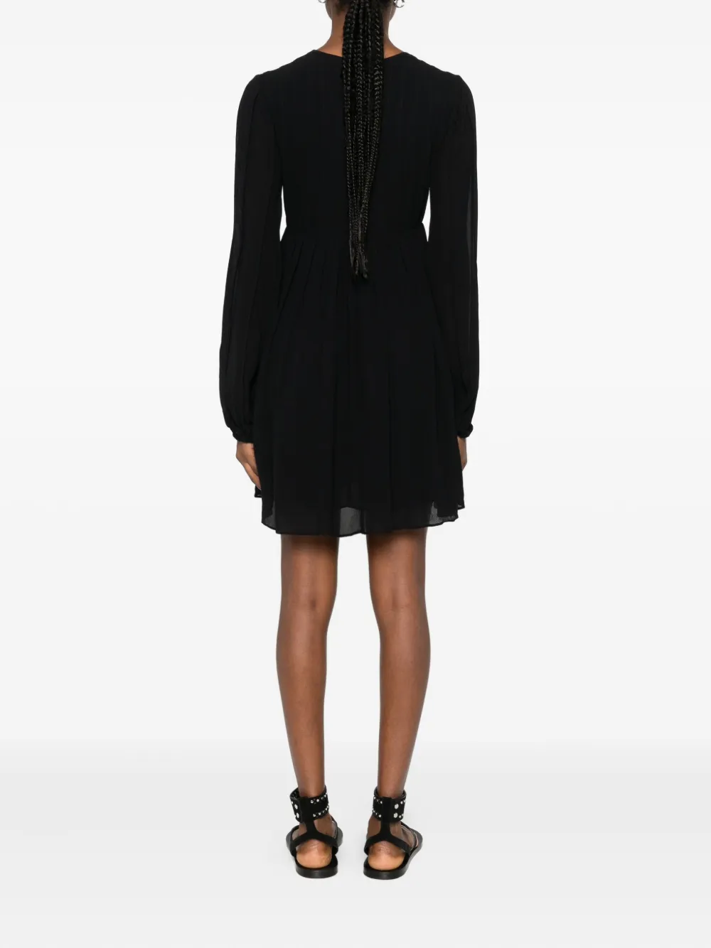 Farm Rio Pleated Midi Dress In Black