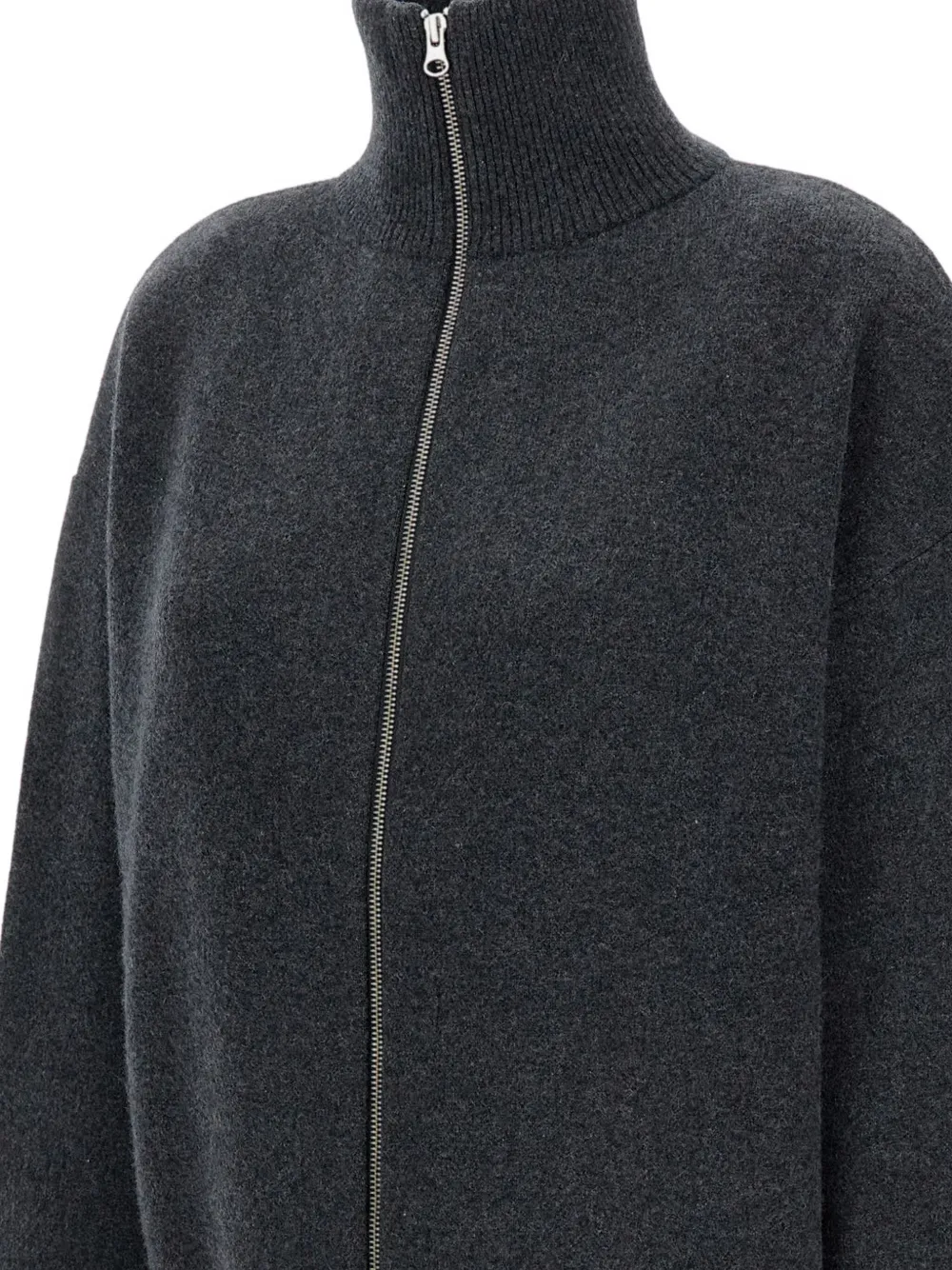 Extreme Cashmere Xtra Out High-neck Zip-front Cardigan In Black