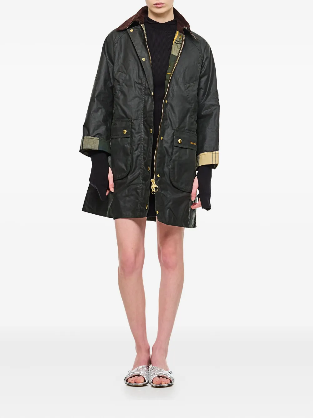 Barbour button-cotton coat - Groen