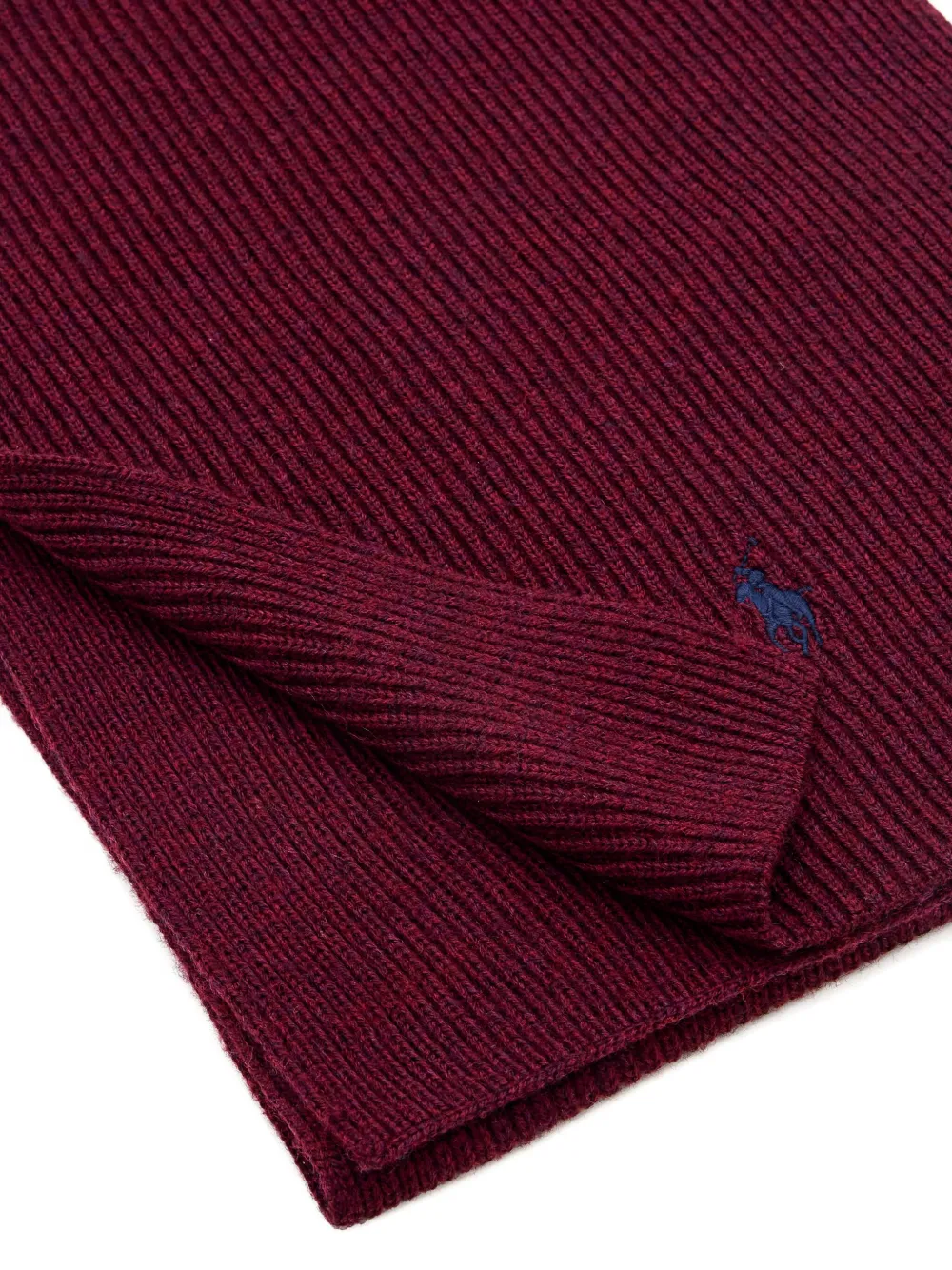 Polo Ralph Lauren ribbed logo-embroidered wool scarf - Rood