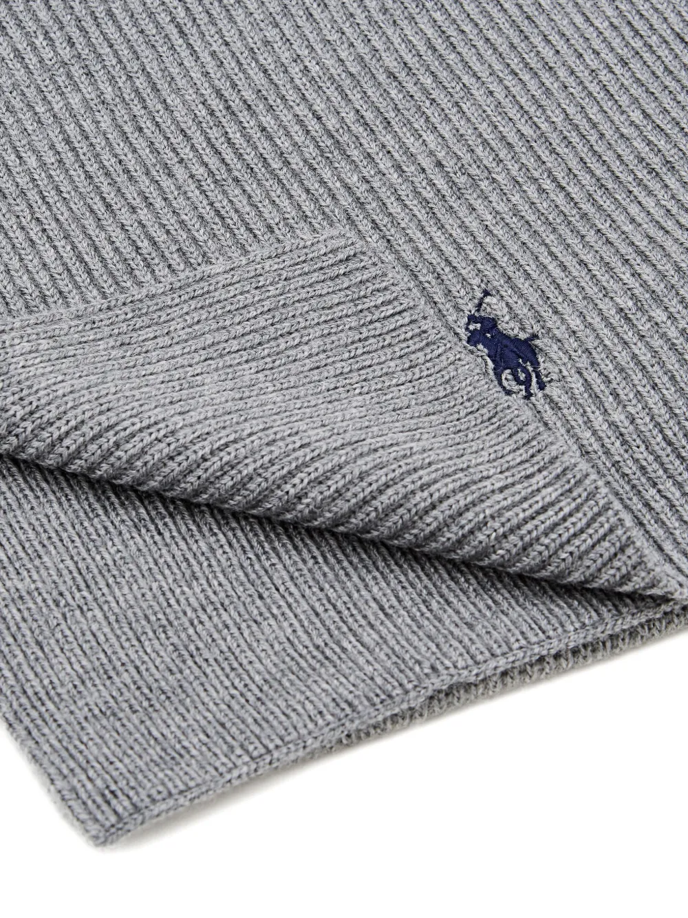 Polo Ralph Lauren ribbed logo-embroidered wool scarf - Grijs