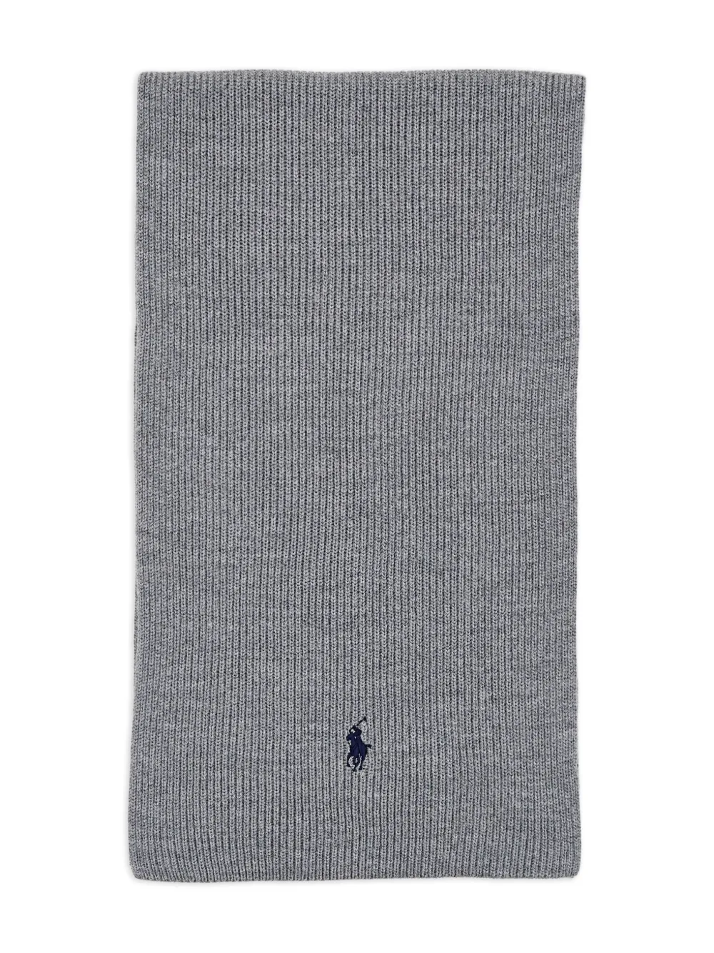 Polo Ralph Lauren ribbed logo-embroidered wool scarf | Grey | Image 1