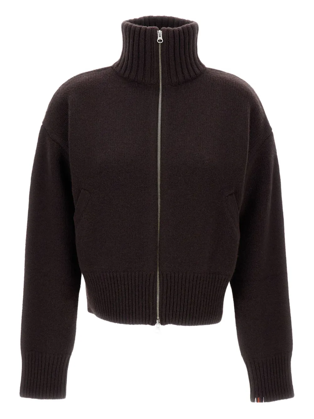 extreme cashmere high-neck zip-front cardigan - ブラウン extreme cashmere high-neck zip-front cardigan - ブラウン