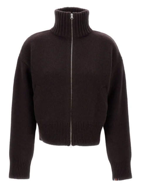 extreme cashmere high-neck zip-front cardigan
