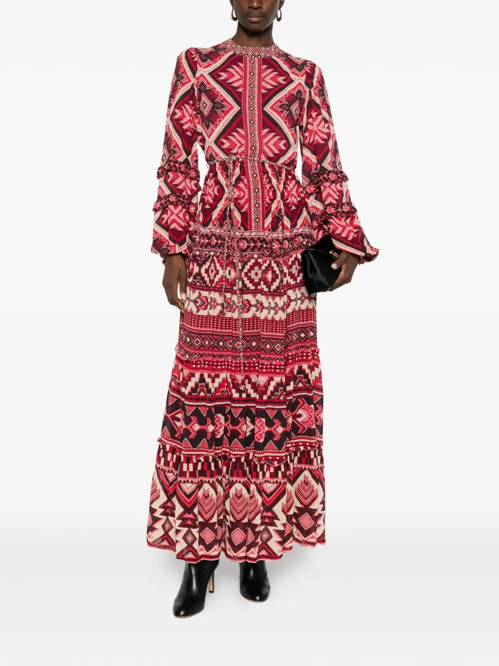 FARM Rio Ainika maxi-jurk met geometrisch patroon - Rood