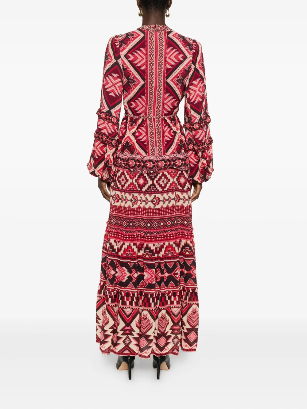 FARM Rio Ainika maxi-jurk met geometrisch patroon Rood