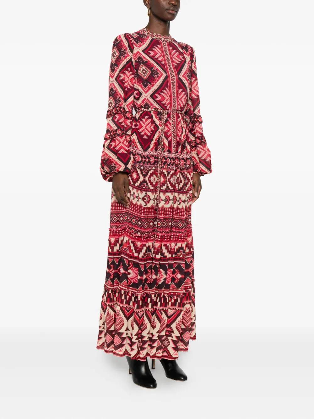 FARM Rio Ainika maxi-jurk met geometrisch patroon Rood