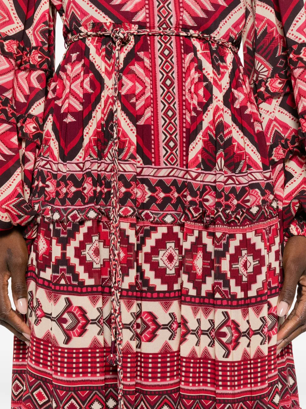 FARM Rio Ainika maxi-jurk met geometrisch patroon Rood