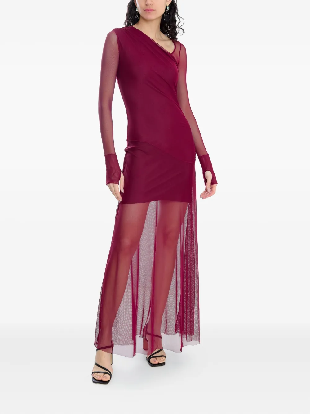 Amir Slama x Astrid maxi-jurk met asymmetrische hals - Rood