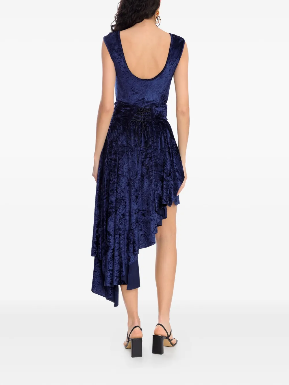Amir Slama X Astrid Asymmetric Midi Dress In Blue
