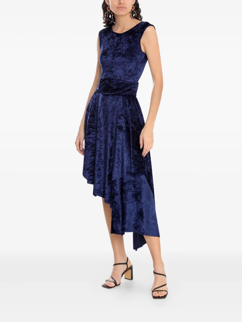 Amir Slama X Astrid Asymmetric Midi Dress In Blue