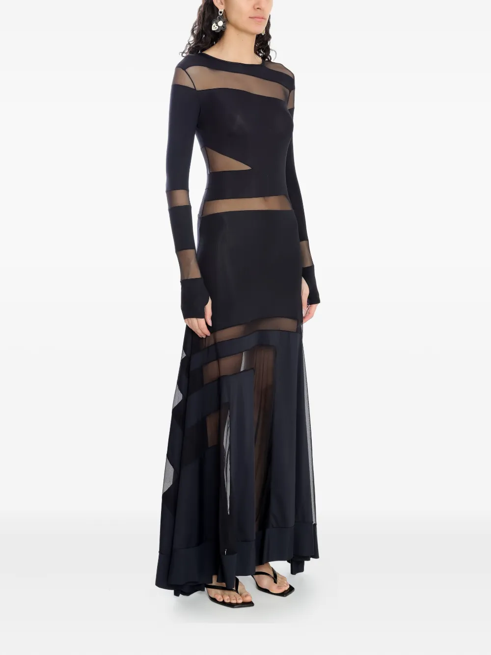 Amir Slama X Astrid Sheer-panel Maxi Dress In Black