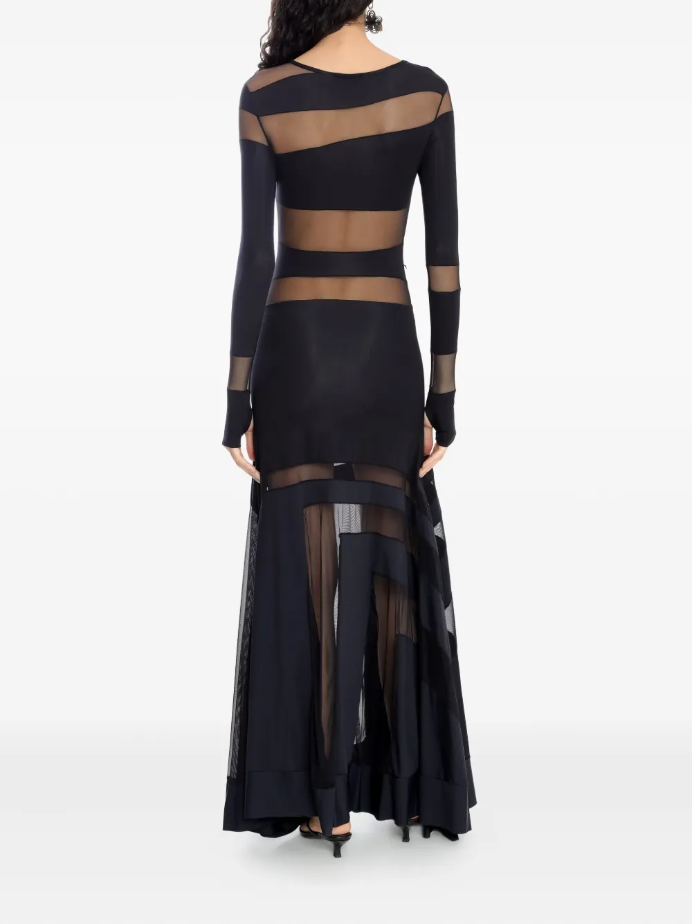 Amir Slama X Astrid Sheer-panel Maxi Dress In Black