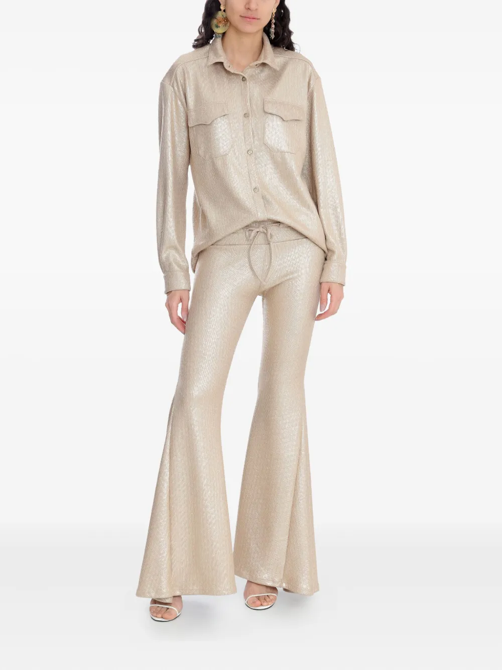 Amir Slama x Astrid flared broek met trekkoord - Beige