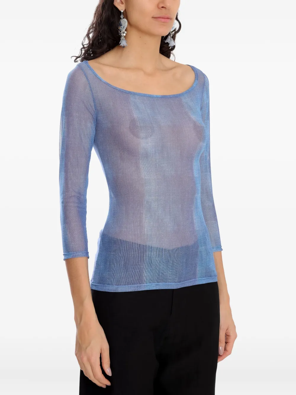 Amir Slama X Astrid Square-neck Top In Blue