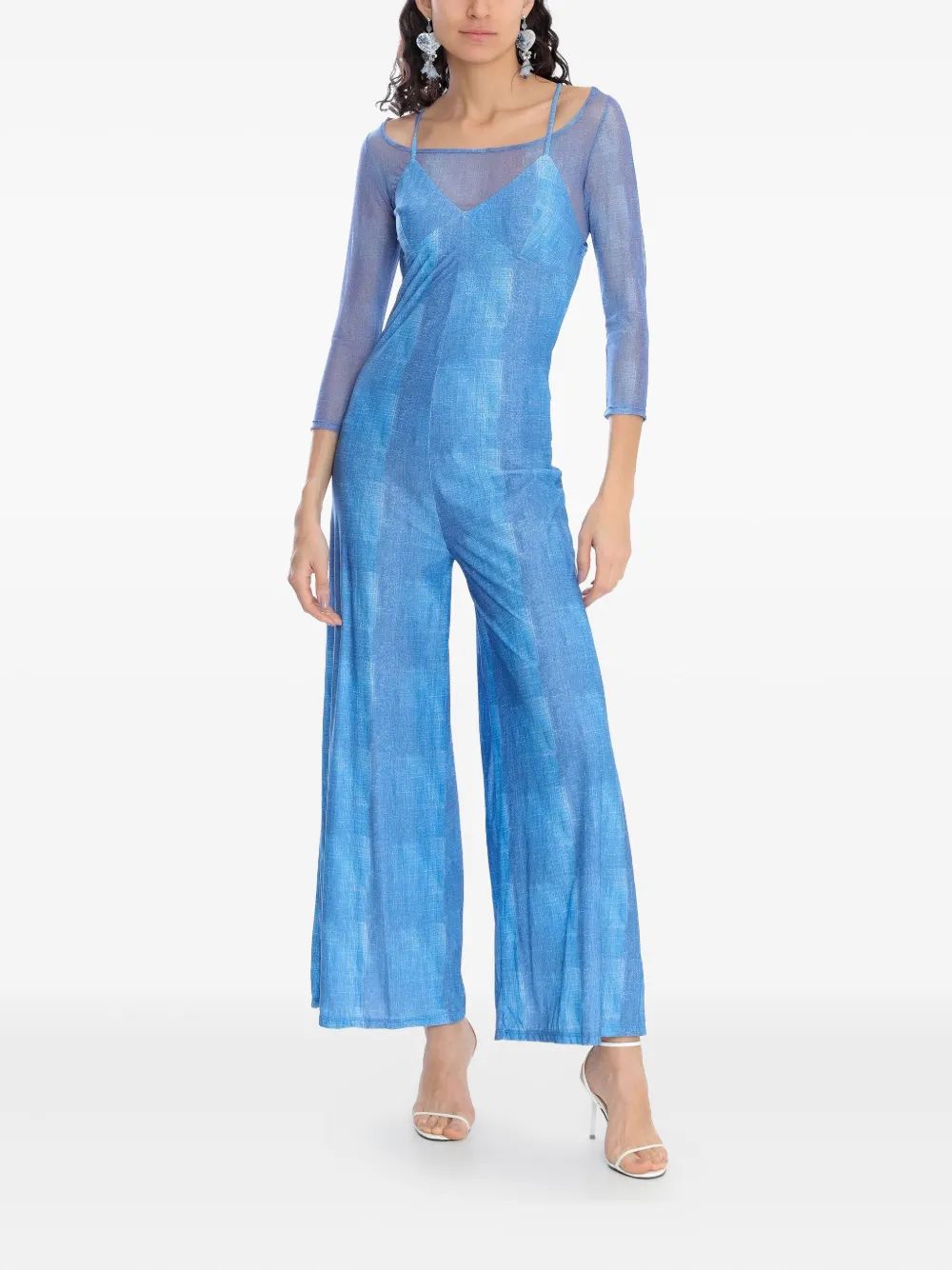 Amir Slama x Astrid geruit jumpsuit - Blauw