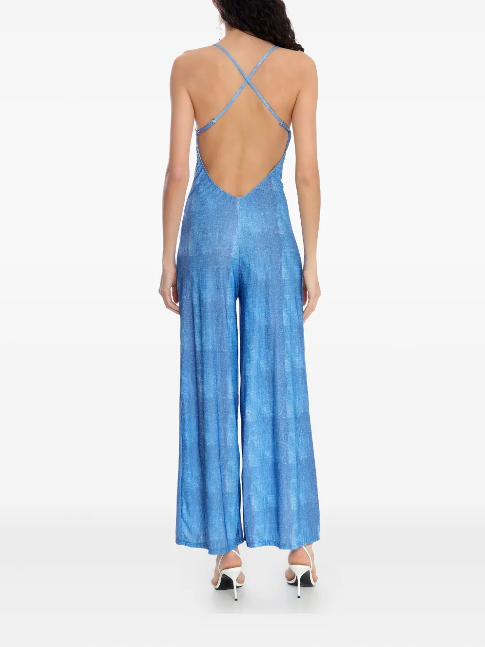 Amir Slama X Astrid Check-print Jumpsuit In Blue
