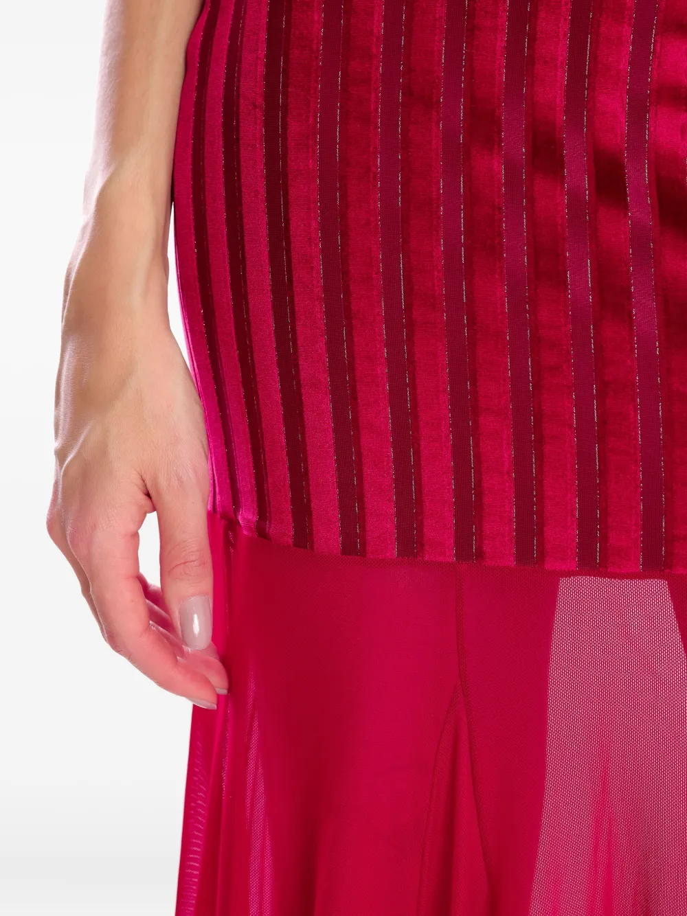 Amir Slama X Astrid Stripe-panel Maxi Skirt In Red