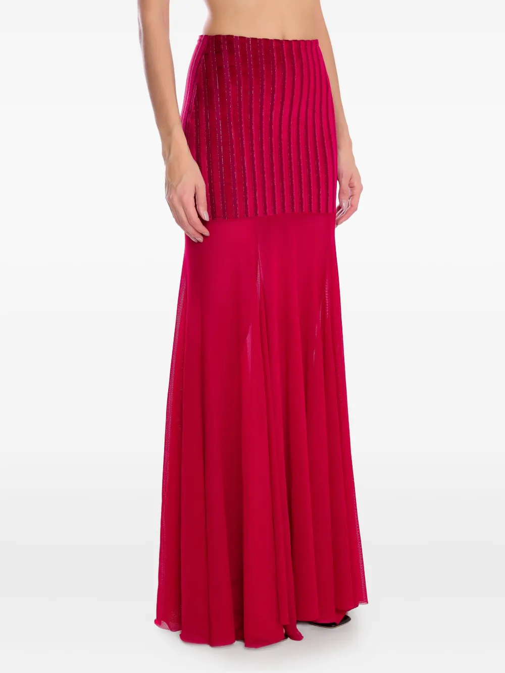 Amir Slama X Astrid Stripe-panel Maxi Skirt In Red
