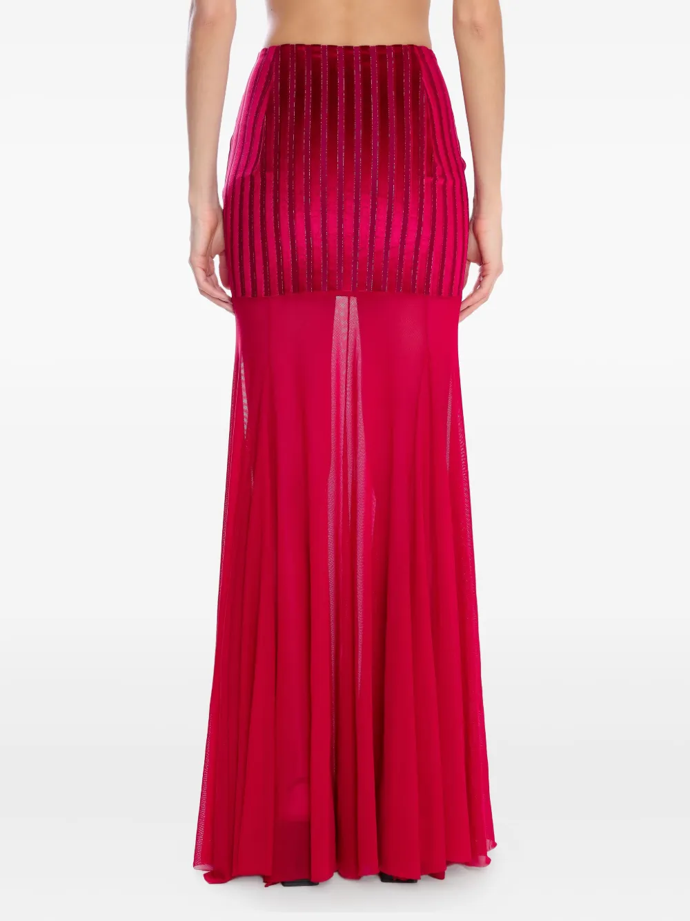 Amir Slama X Astrid Stripe-panel Maxi Skirt In Red