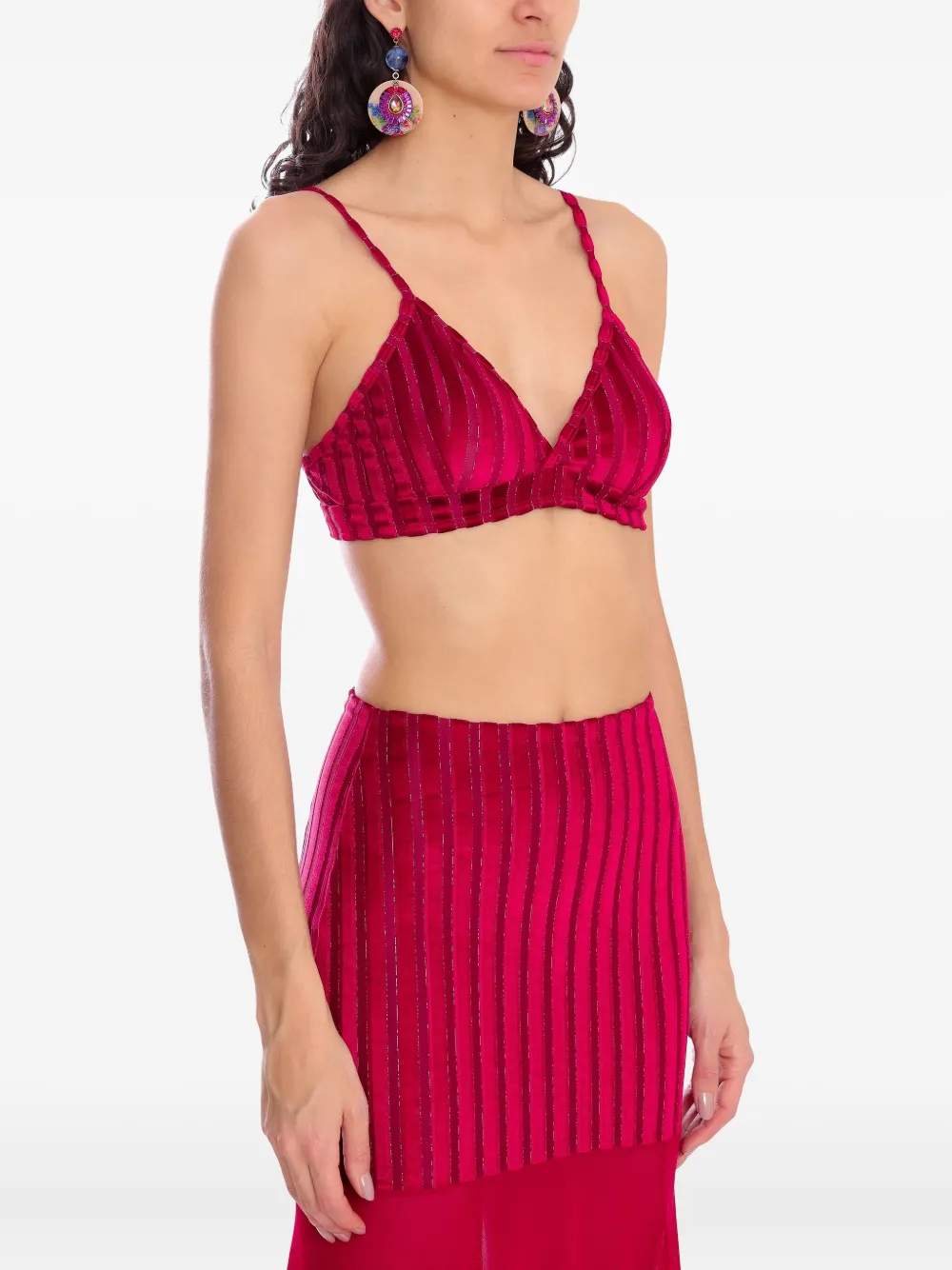 Amir Slama X Astrid Striped Crop Top In Purple