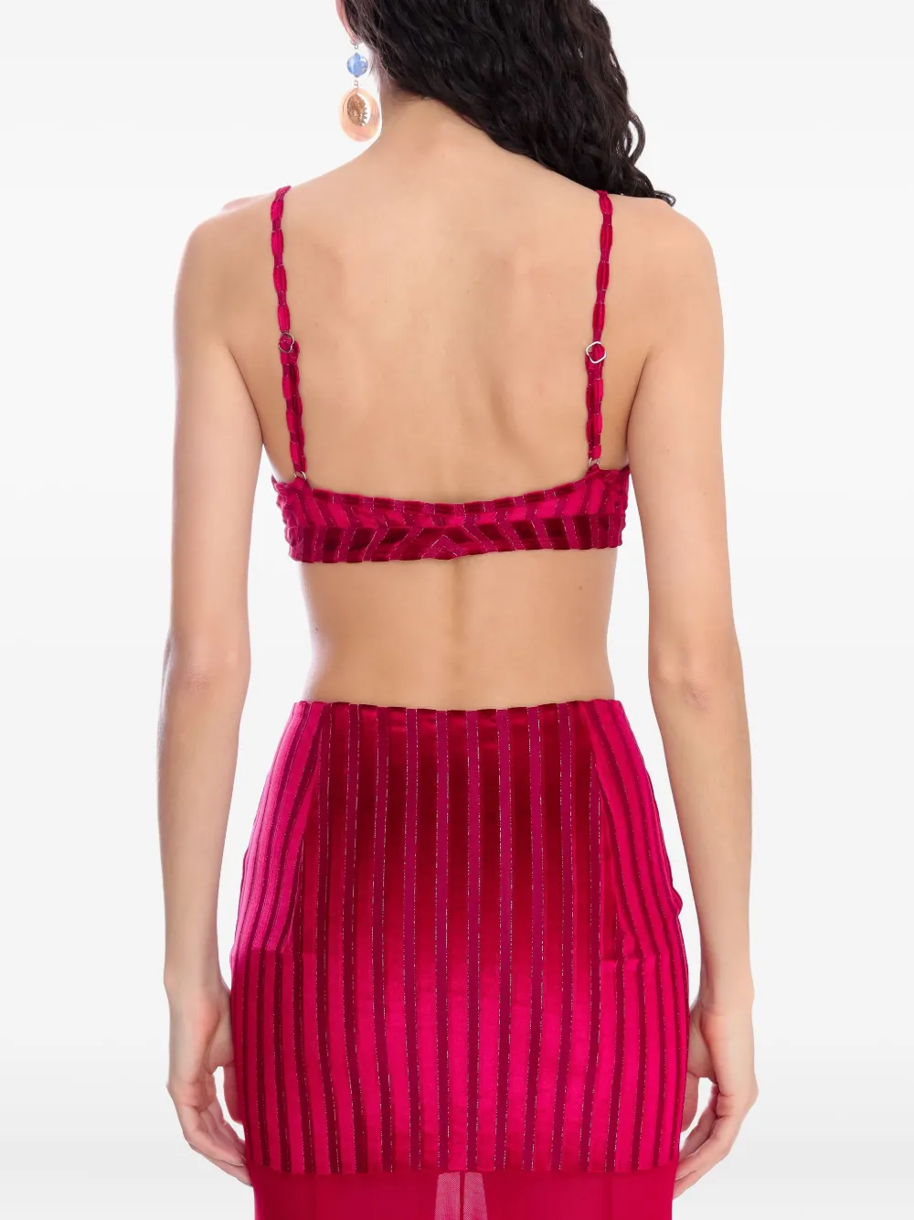 Amir Slama X Astrid Striped Crop Top In Purple