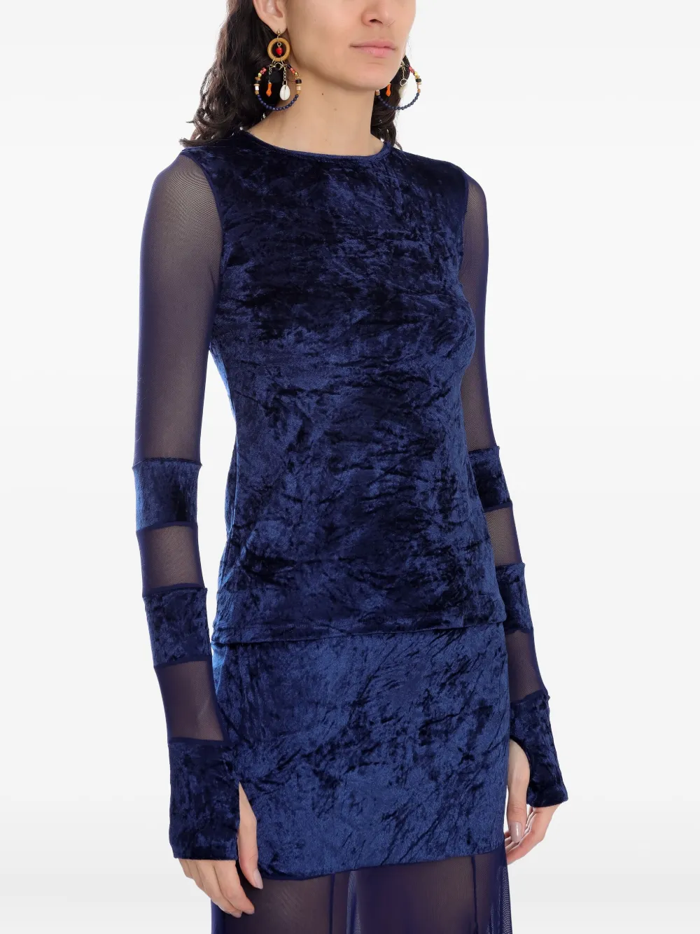 Amir Slama X Astrid Mesh-panel Top In Blue
