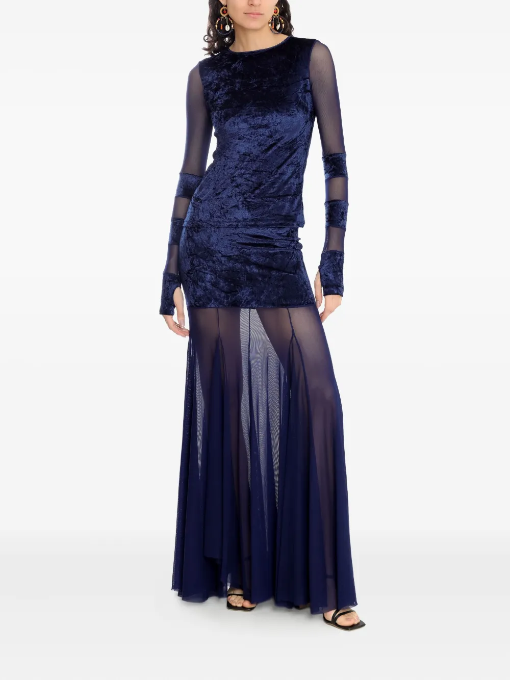 Amir Slama x Astrid top met mesh vlak - Blauw