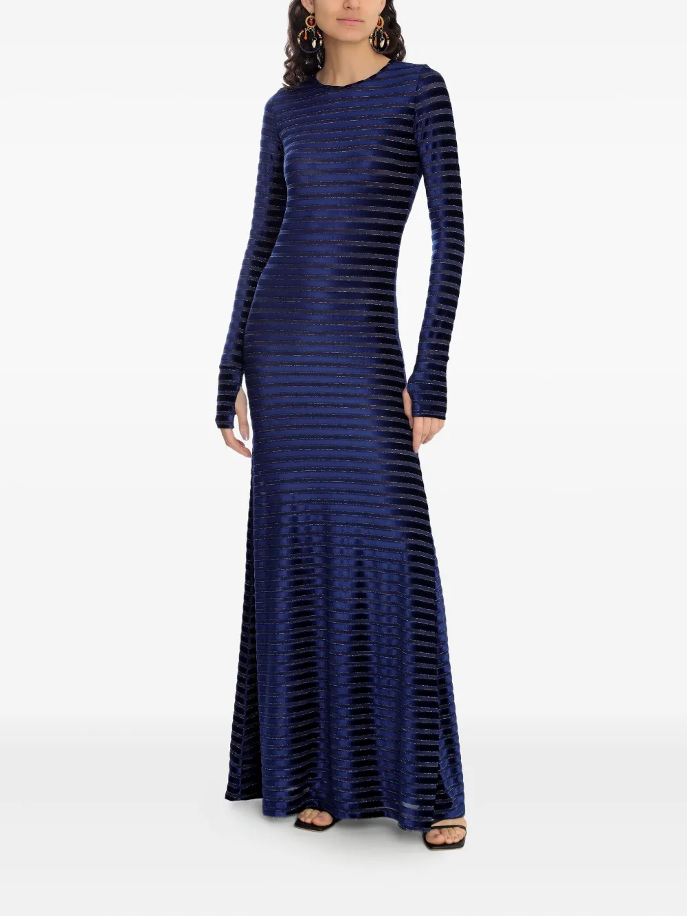 Amir Slama x Astrid gestreepte maxi-jurk - Blauw